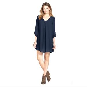 Lush Navy V-Neck Shift Dress